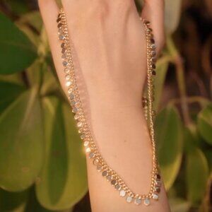 NIB - JACLYN ROXANNE Liquid Disk Collection Gold Lariat Necklace